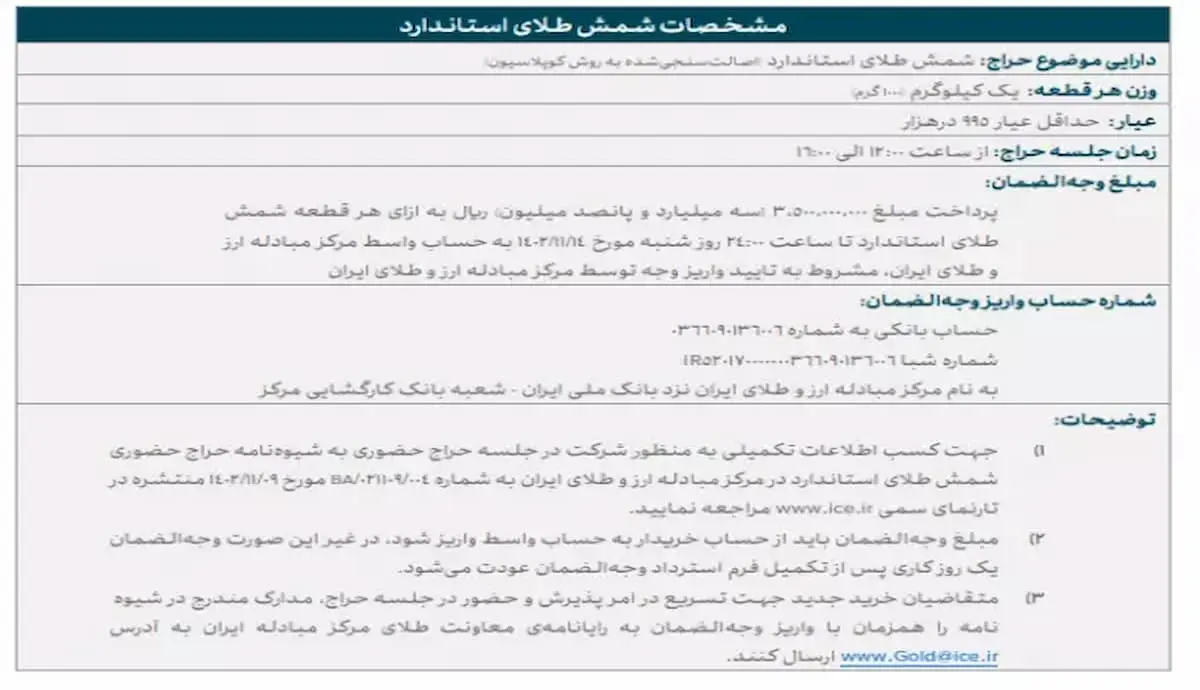 شمش طلای استاندارد