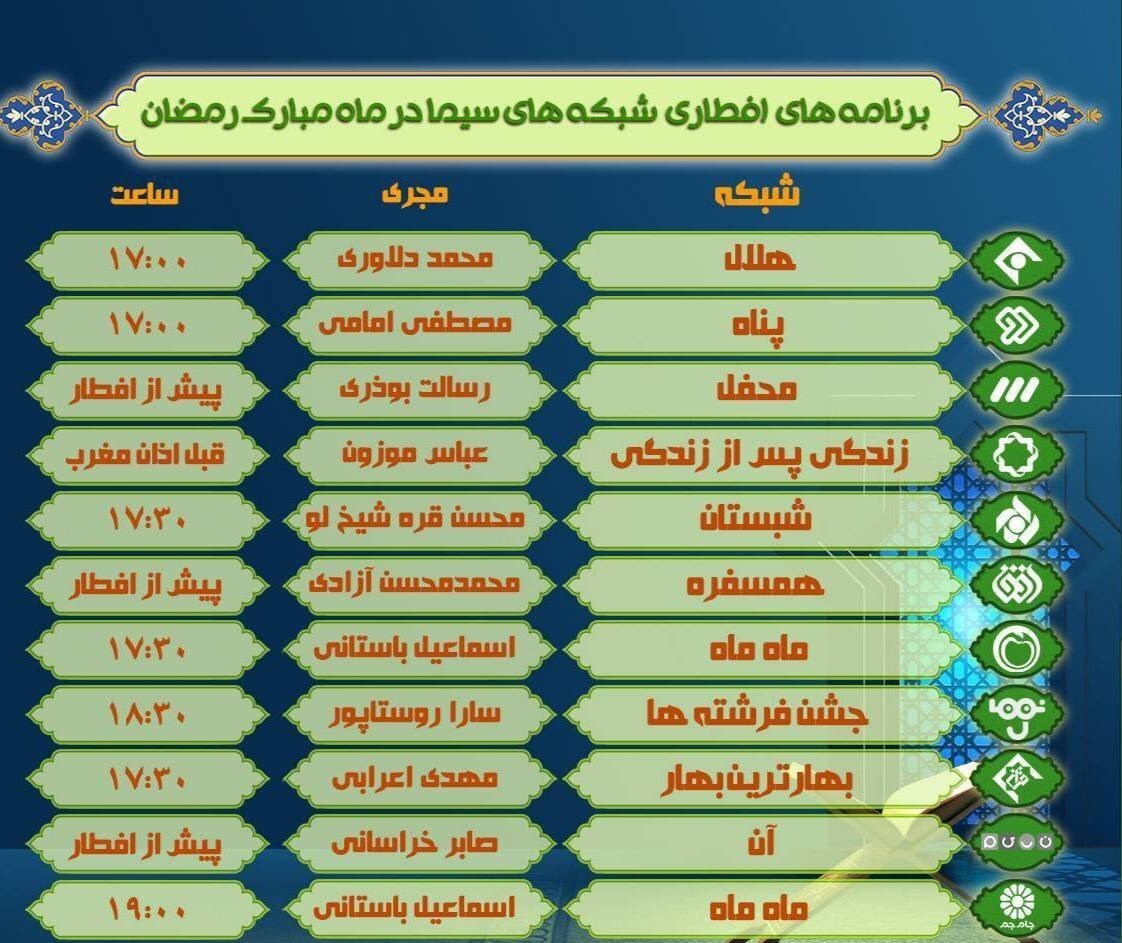 تمامی برنامه های سحر و افطار تلویزیون