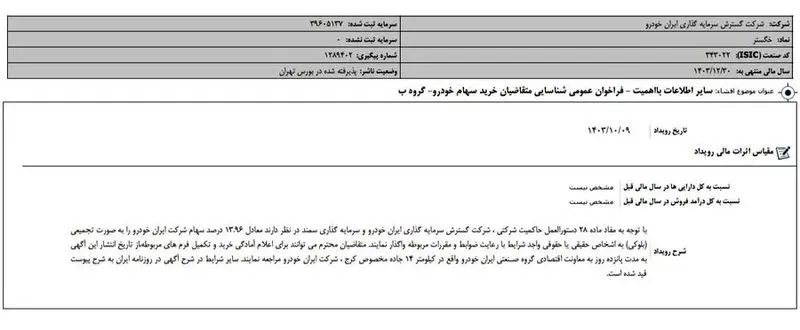 ایران خودرو سهام خود را فروخت