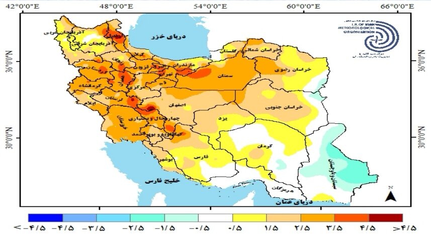 بارش باران 1.5 میلی متر کمتر از طولانی مدت + آخرین پیش بینی بارندگی در ایران بود