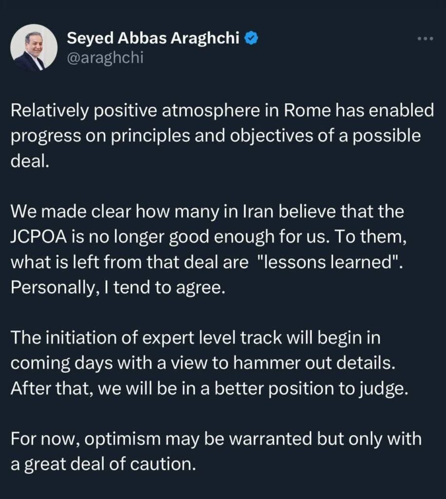 عراقچی: خوش‌بینی ممکن است موجه باشد، اما فقط با احتیاط زیاد