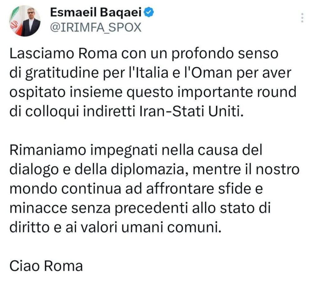 قدردانی سخنگوی وزارت خارجه از میزبانی عمان و ایتالیا