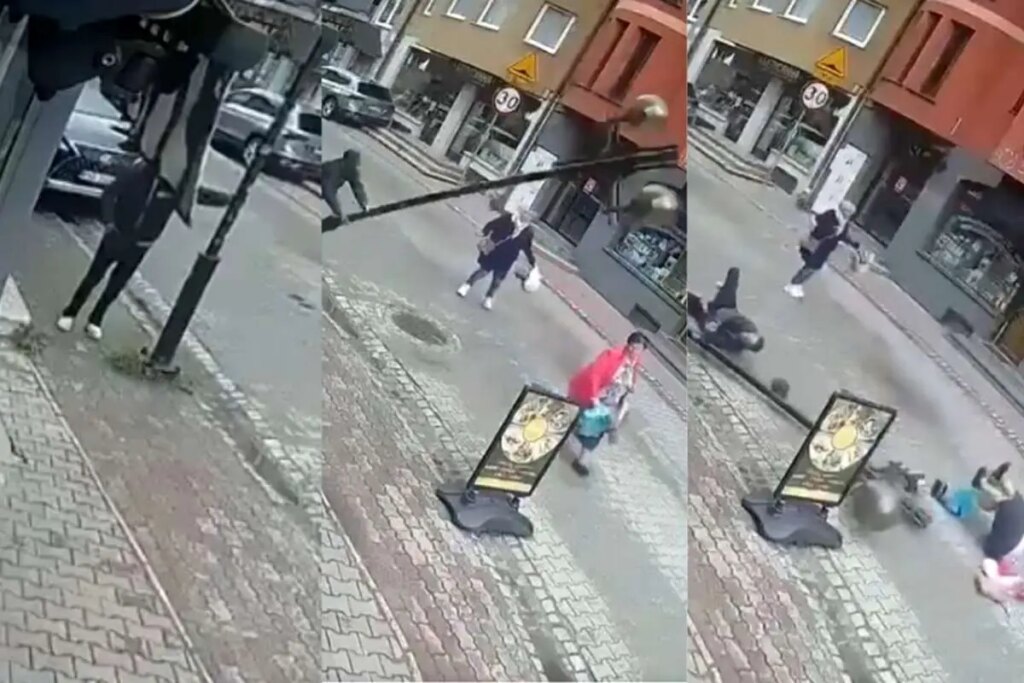 ببینید سقوط وحشتناک یک لامپ روی یک زن به دنبال بی دقتی مرد مست