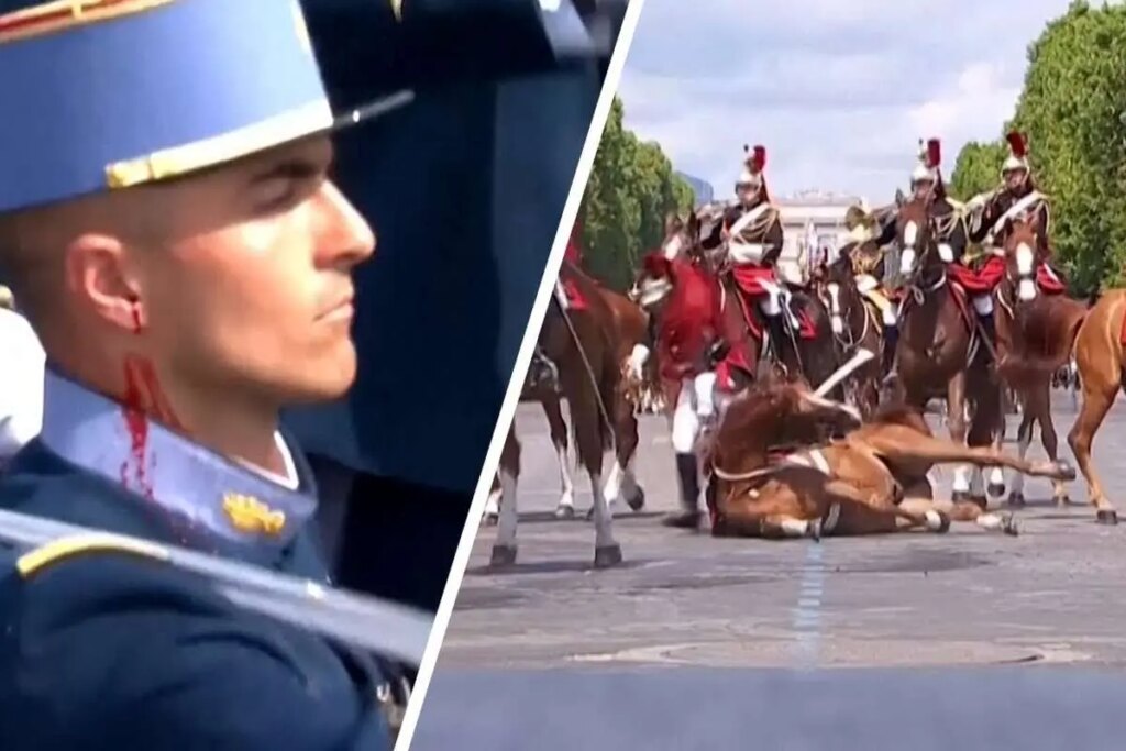 ببینید از بریدن گوش سرباز تا سقوط اسب در رژه ملی فرانسه