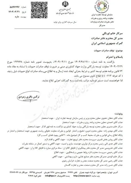 ممنوعیت صادرات