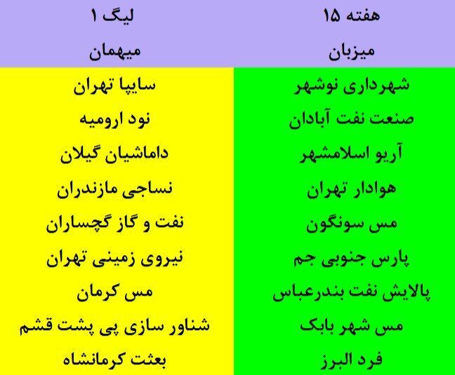 برنامه بخش اول لیگ فوتبال اعلام شد