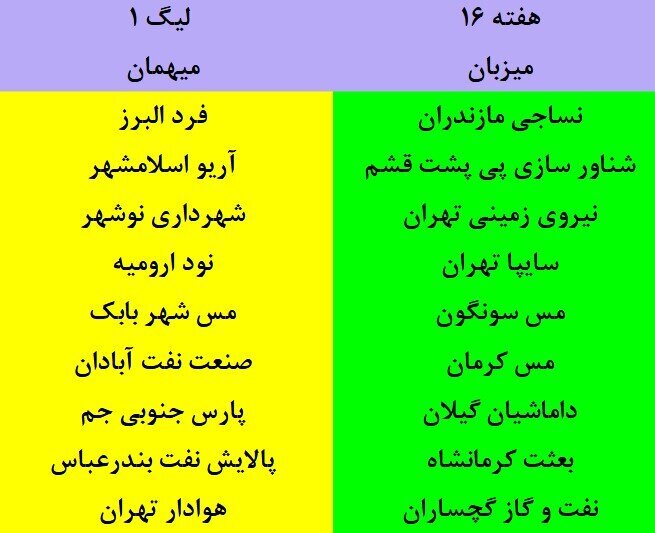 برنامه بخش اول لیگ فوتبال اعلام شد