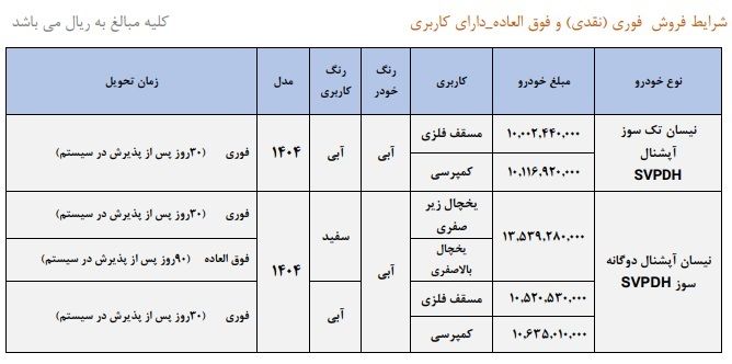 فروش نیسان زامد وانت (1404 سپتامبر)