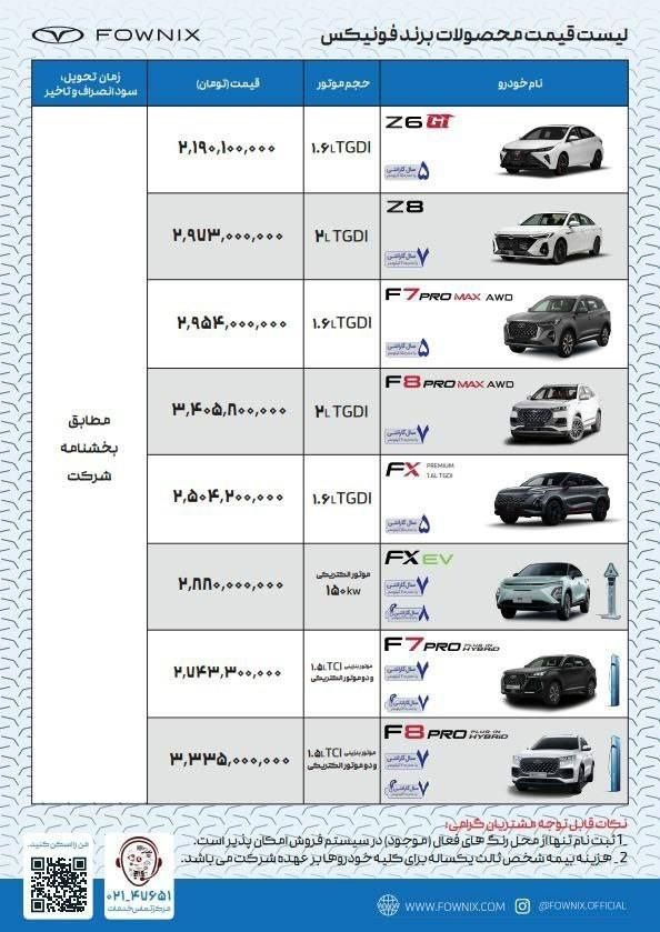 لیست قیمت جدید محصولات فونیکس (اکتبر 1404)