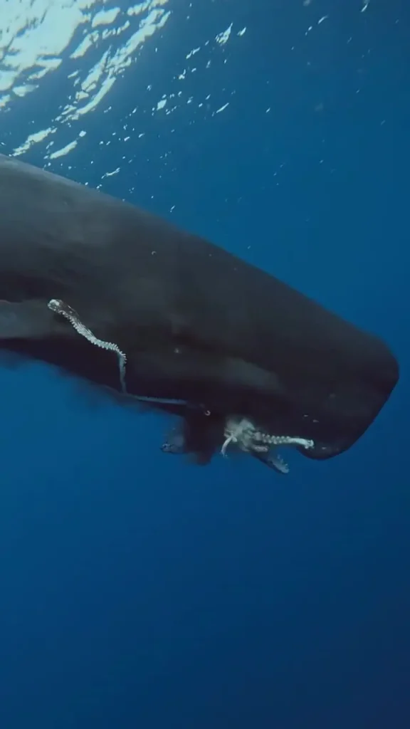 اولین ویدئوی ثبت‌شده از شکار ماهی مرکب توسط نهنگ عنبر