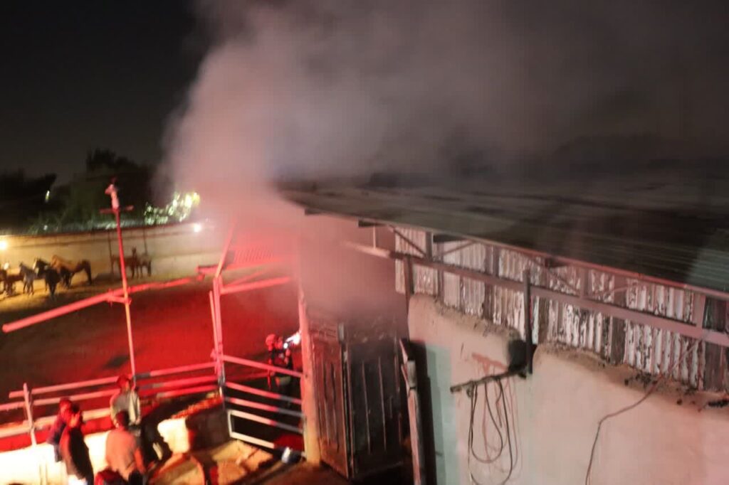 جزئیات آتش سوزی انبار یونجه واقع در باغ فردوس + عکس