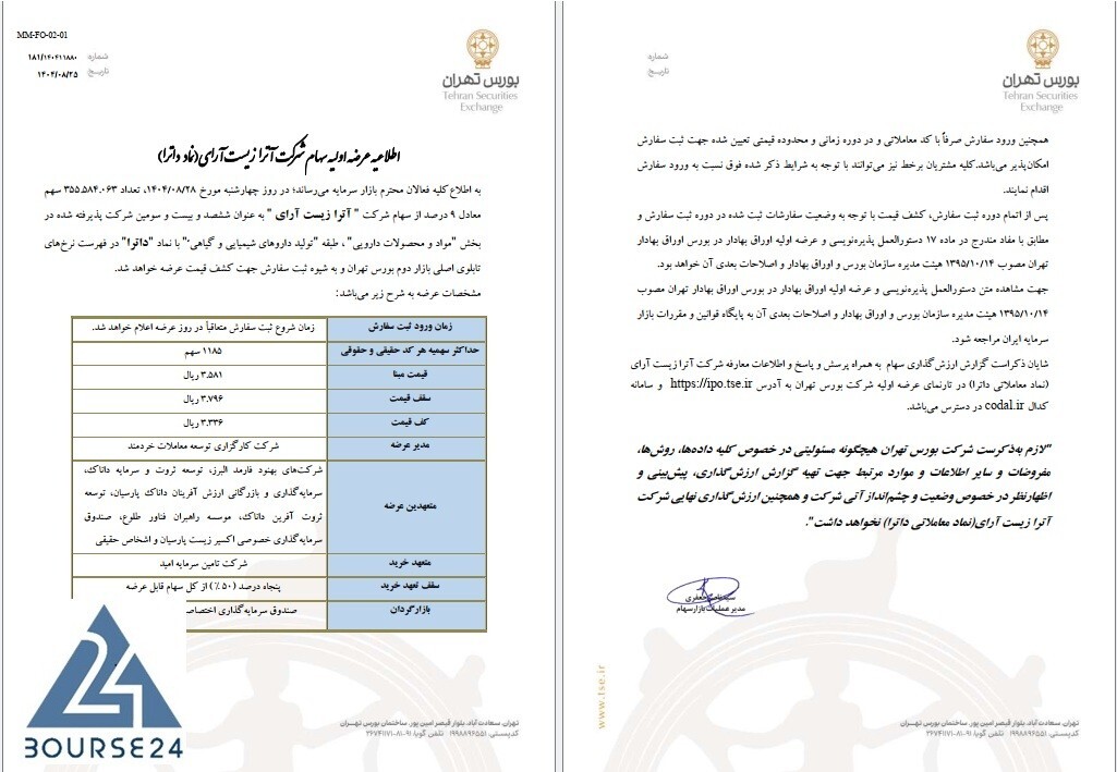 راه اندازی اولیه Datara