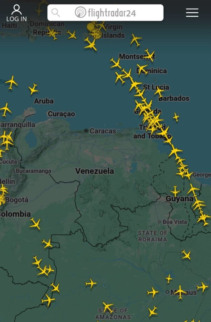 عکس / هم‌اکنون، وضعیت پروازی آسمان ونزوئلا