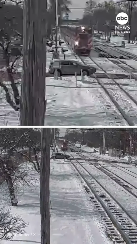 برخورد شدید قطار با خودروی شاسی‌بلند