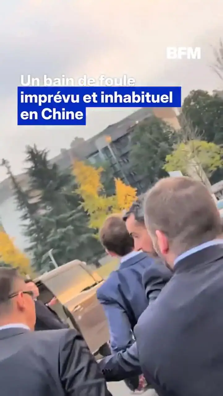 دویدن مکرون به سوی دانشجویان چینی محافظانش را به دردسر انداخت