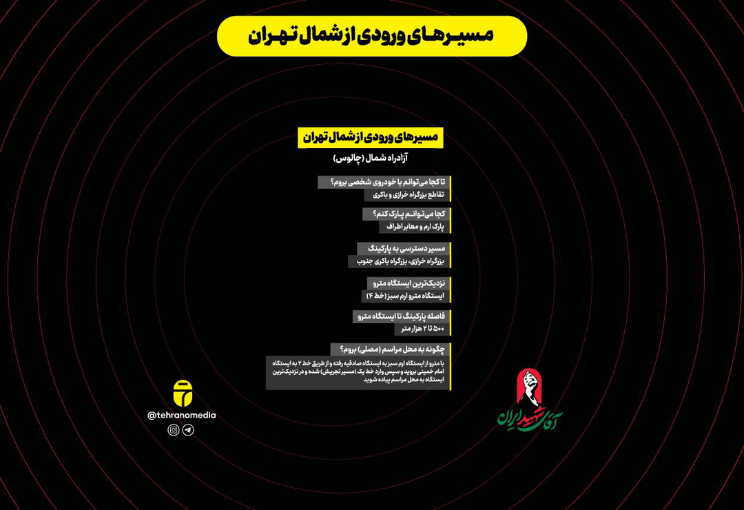 مراسم وداع با رهبر شهید + راه های ورود به تهران و راه های رسیدن به آنجا